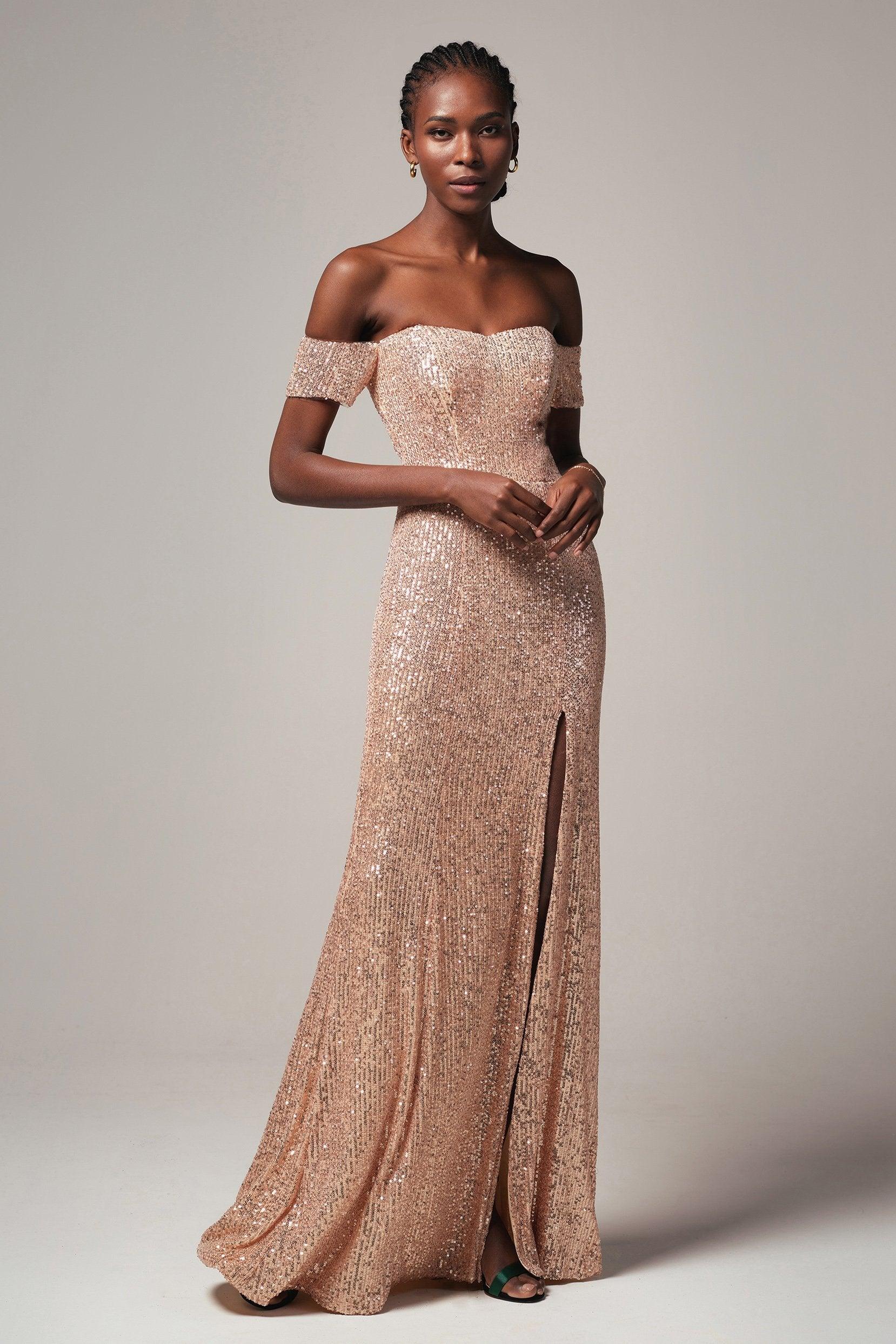 Sheath-Column Floor Length Sequined Dress CS0265 - COCOMELODY