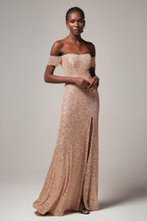Sheath-Column Floor Length Sequined Dress CS0265 - COCOMELODY