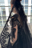 One-tier Lace Edge Tulle Cathedral Veils with Appliques CV0339 - COCOMELODY