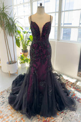 Trumpet-Mermaid Court Train Lace Tulle Wedding Dress CW3008 - COCOMELODY