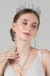 Crystals Tiara Necklace Earrings Jewelry CY0067 - COCOMELODY