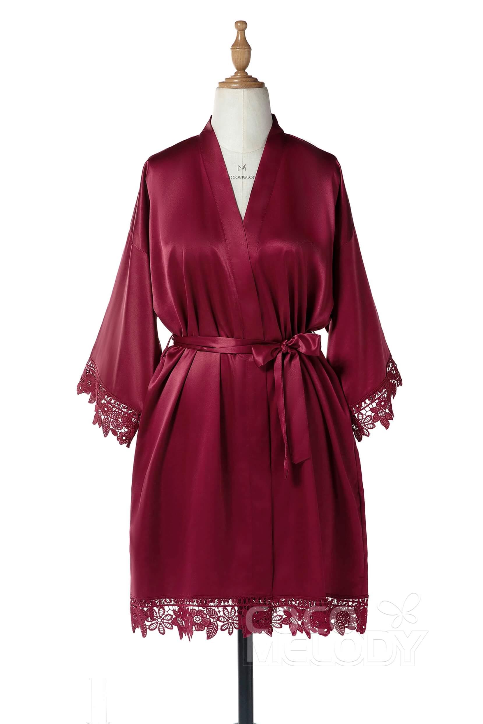 Short Silk-Like and Lace Robes CZ0214 - COCOMELODY