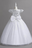 Ball Gown Floor Length Tulle Lace Flower Girl Dress 684775818852 - COCOMELODY