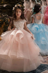 Illusion Round Sleeveless Neck Organza Floor Length Flower Girl Dresses 641380990865
