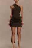 Sheath-Column Mini Elastic Knitted Fabric Dress 919061746485 - COCOMELODY