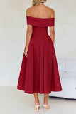 A-Line Midi Satin Formal Wedding Guest Dresses B0DS8NJRR3 - COCOMELODY
