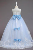 A-line floor length tulle lace flower girl dress 621667738228 - COCOMELODY