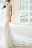 Sheath-Column Chapel Train Forged Chiffon Wedding Dress 830154757527 - COCOMELODY