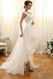 A-Line High-Low Lace Tulle Little White Dress 100045 - COCOMELODY