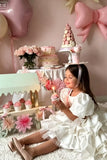 Romantic High-Low Train Tiered Ruffles Back Bow Flower Girl Dresses 950388949190