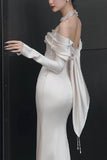 Trumpet-Mermaid Sweep-Brush Train Satin Wedding Dress 844155211342 - COCOMELODY