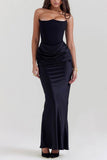 Sheath-Column Maxi Satin Dress 890654168879 - COCOMELODY