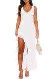 Sheath-Column Tea Length Chiffon Little White Dress 100032 - COCOMELODY