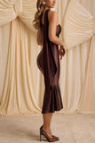 Asymmetry Midi Knitted Semi Formal Wedding Guest Dresses 873559175310 - COCOMELODY