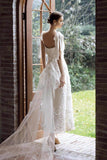 A-Line Ankle Length Lace Wedding Dress 778201084542 - COCOMELODY