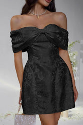 A-Line Mini Jacquard Satin Dress 911548528871 - COCOMELODY
