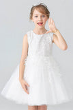 A-Line Scoop Neck Sleeveless Lace/Tulle Flower Girl Dresses With Bow(s) 728999018070 - COCOMELODY