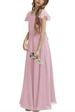 Junior Bridesmaid Dress Short Sleeve Prom Gown B0C14DFKQ2 - COCOMELODY
