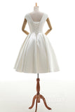 A-Line Knee Length Satin Wedding Dress JWLK16001 - COCOMELODY