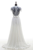 A-Line Sweep-Brush Train Chiffon Wedding Dress LD2676 - COCOMELODY