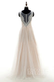 A-Line Sweep-Brush Train Tulle and Lace Wedding Dress LD3569 - COCOMELODY