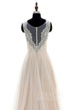 A-Line Sweep-Brush Train Tulle and Lace Wedding Dress LD3569 - COCOMELODY