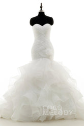 Trumpet-Mermaid Court Train Organza Wedding Dress LD3817 - COCOMELODY