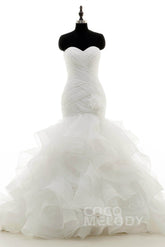 Trumpet-Mermaid Court Train Organza Wedding Dress LD3817 - COCOMELODY