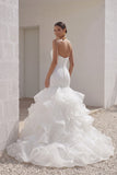 Trumpet-Mermaid Court Train Organza Wedding Dress LD3817