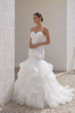 Trumpet-Mermaid Court Train Organza Wedding Dress LD3817