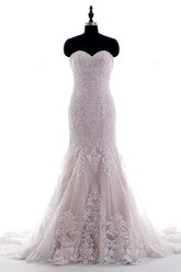 Trumpet-Mermaid Court Train Tulle Lace Wedding Dress LD3906 - COCOMELODY