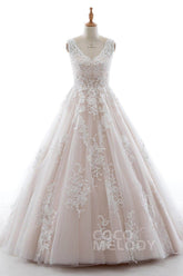 A-Line Court Train Elastic Satin Tulle Wedding Dress LD5565 - COCOMELODY