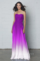 A-Line Floor Length Chiffon Ombre Dress LOZF15045 - COCOMELODY