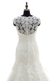 Trumpet Chapel Train Tulle Wedding Dress LWAT1503ECR - COCOMELODY