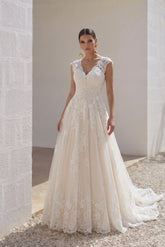 A-Line Court Train Tulle and Lace Wedding Dress LWXT16001