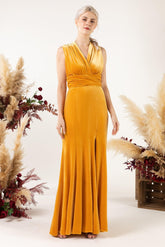 Trumpet Sweep-Brush Train Velvet Bridesmaid Dress CB0515 - COCOMELODY