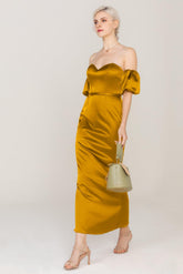 Sheath Ankle Length Luxe Satin Dress CS0306 - COCOMELODY