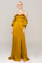 Sheath Sweep Train Luxe Satin Dress CS0310 - COCOMELODY