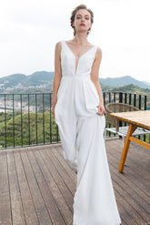 Floor Length Chiffon Wedding Jumpsuit CW2353 - COCOMELODY