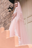 Two-tier Lace Edge Tulle Cathedral Veils with Appliques CV0228 - COCOMELODY