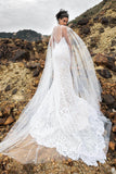 Trumpet-Mermaid Chapel Train Lace Wedding Dress CW2380 - COCOMELODY