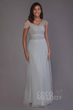 Sheath-Column Floor Length Tulle Bridesmaid Dress PR3502 - COCOMELODY