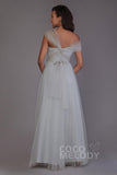Sheath-Column Floor Length Tulle Bridesmaid Dress PR3502 - COCOMELODY
