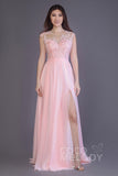 Sheath Floor Length Chiffon and Lace Bridesmaid Dress PR3554PS - COCOMELODY