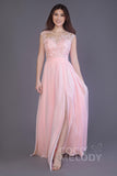Sheath Floor Length Chiffon and Lace Bridesmaid Dress PR3554PS - COCOMELODY