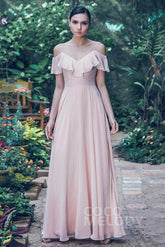 Sheath-Column Floor Length Chiffon Bridesmaid Dress PR3570PS - COCOMELODY