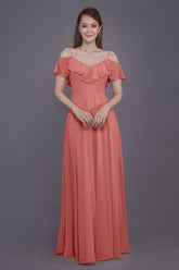 Sheath-Column Floor Length Chiffon Bridesmaid Dress PR3570PS - COCOMELODY