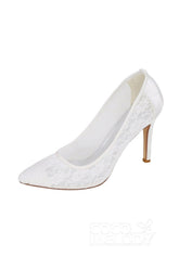 Stiletto Heel Lace Pointed Toe Bridal Shoes SWS16035 - COCOMELODY