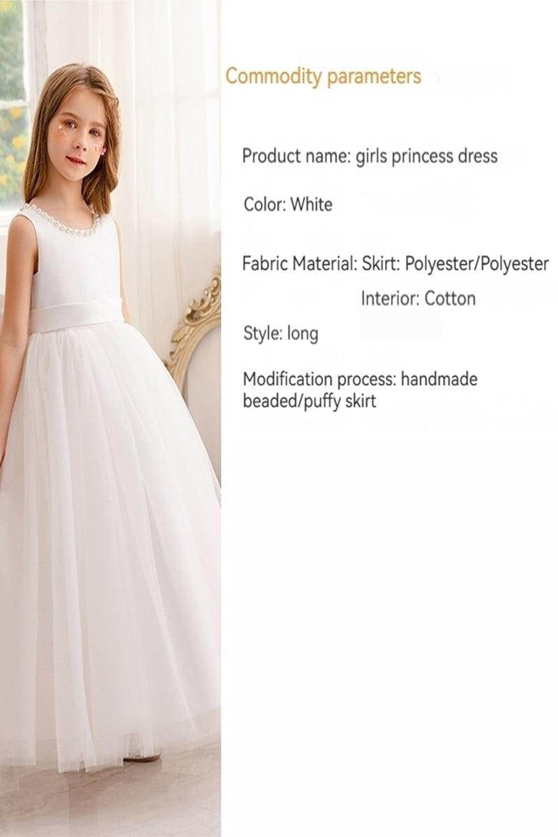 A-Line Scoop Neck Satin/Tulle Flower Girl Dresses With Bow(s)/Beading 752041855392 - COCOMELODY