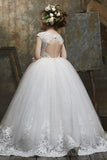 High Neck Cap Sleeve All Lace Bodice Tulle Flower Girl Dresses 654963002609